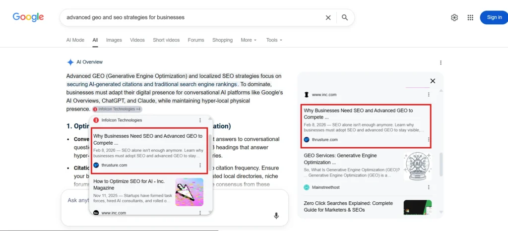 Website Cited in AI Overview